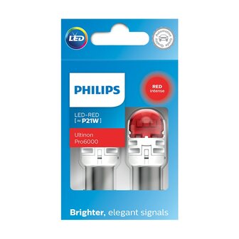 Philips P21W LED Retrofit Rot BA15s 12V 2 St&uuml;ck