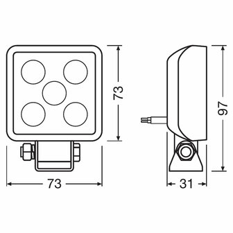 Osram Mini LED Arbeitsscheinwerfer Eckig VX70-WD 2 St&uuml;ck