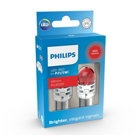 Philips P21/5W LED Retrofit Rot 12V BAY15d 2 Stück