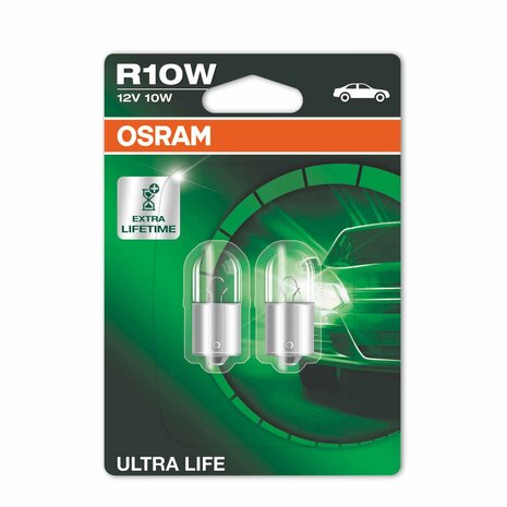 Osram Gloeilamp R10W 12V 10W Ultra Life BA15s 2 Stuks