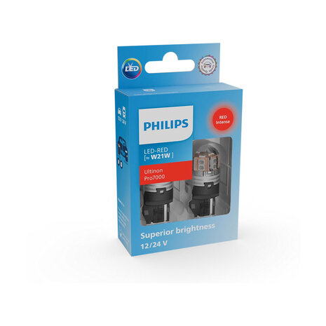 Philips W21W LED Retrofit Rood 12-24V 2 Stuks