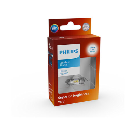 Philips SV8.5 Festoon 30 mm Kaltweiß 6000K 24V