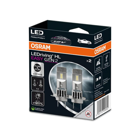 Osram H7/H18 HL Easy GEN2 LED-Scheinwerfer 16W PX26d/PY26d-t Set 12V